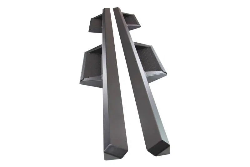 IM-DORACC – BLACK HORSE Running Board, With Drop Down Steps Powder Coated Black Steel Unlighted Body Frame Mount